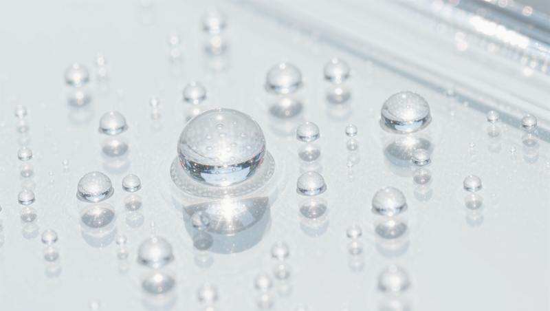 Translucent hydrocolloid patch dots scattered on a bright white surface